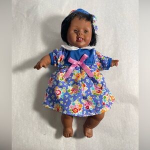 Vintage Gi-go Palm Pal Kids Bean Bag Doll Girl Expressions Floral Blue Flowers